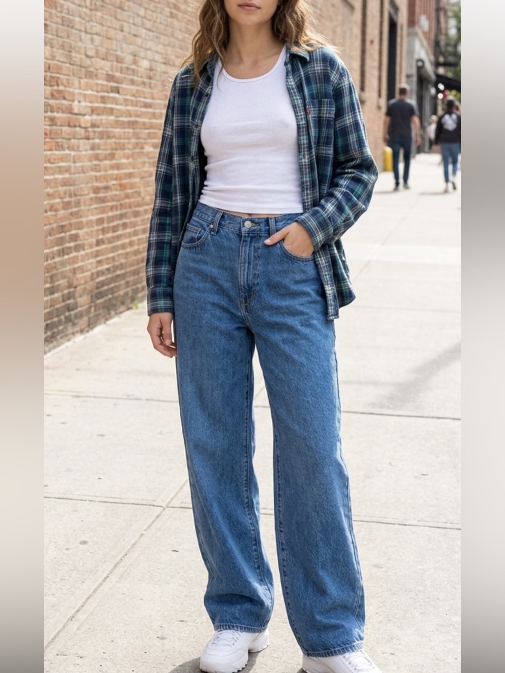 Levis Premium Baggy Dad Jeans Medium Wash Wide Leg Denim W30 L30